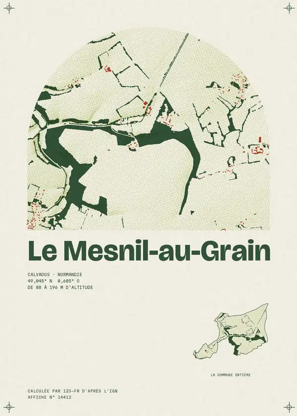Affiche de Le Mesnil-au-Grain, calculée par 123-fr d'après l'IGN