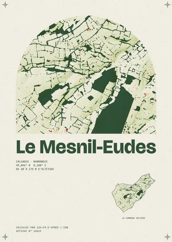 Affiche de Le Mesnil-Eudes, calculée par 123-fr d'après l'IGN