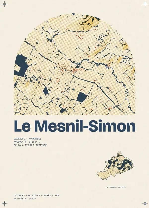 Affiche de Le Mesnil-Simon, calculée par 123-fr d'après l'IGN