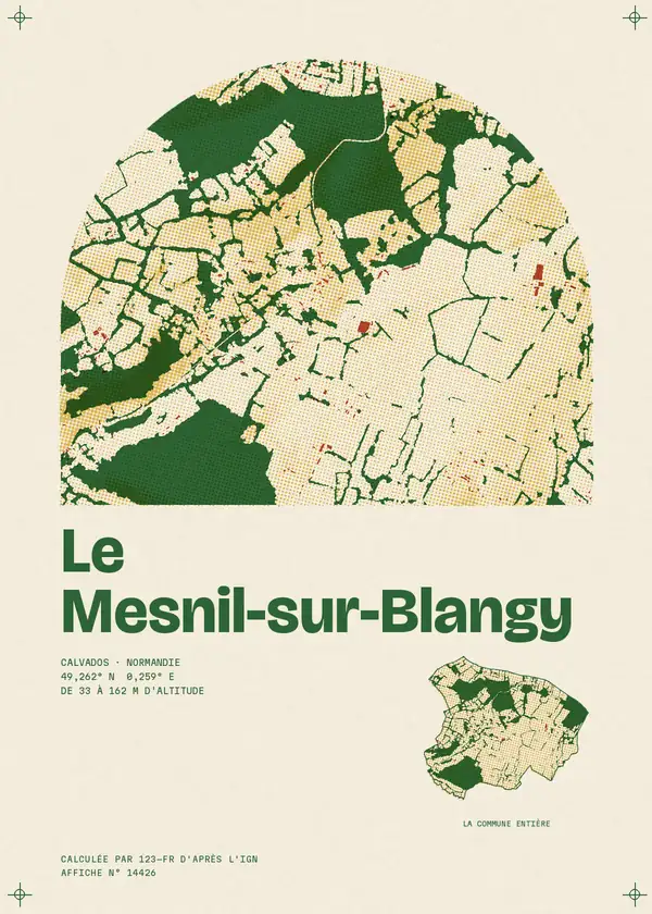 Affiche de Le Mesnil-sur-Blangy, calculée par 123-fr d'après l'IGN