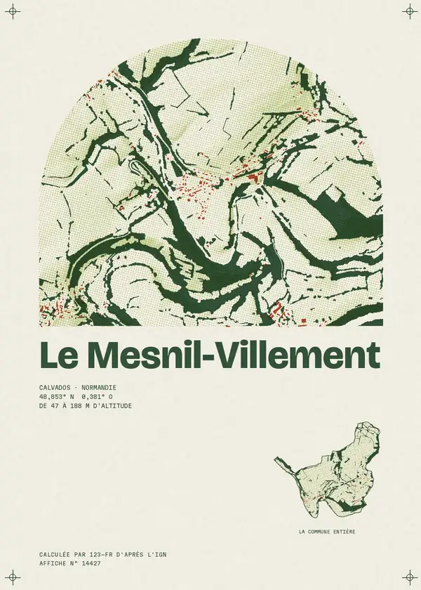 Affiche de Le Mesnil-Villement, calculée par 123-fr d'après l'IGN