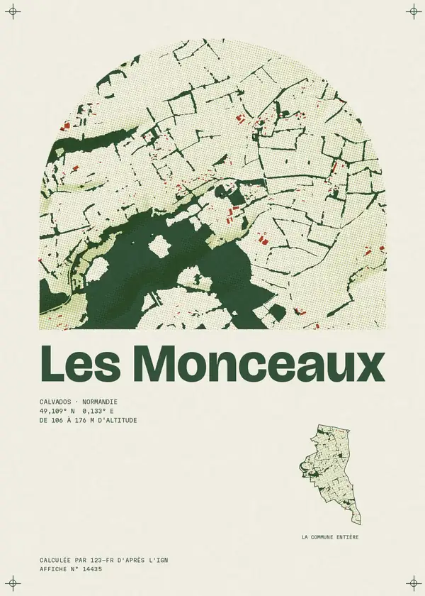 Affiche de Les Monceaux, calculée par 123-fr d'après l'IGN