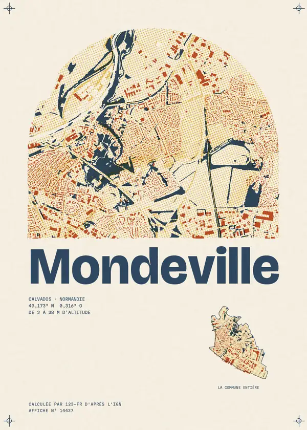 Affiche de Mondeville, calculée par 123-fr d'après l'IGN