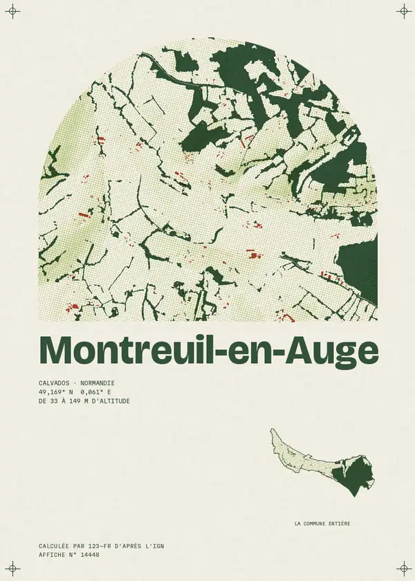 Affiche de Montreuil-en-Auge, calculée par 123-fr d'après l'IGN