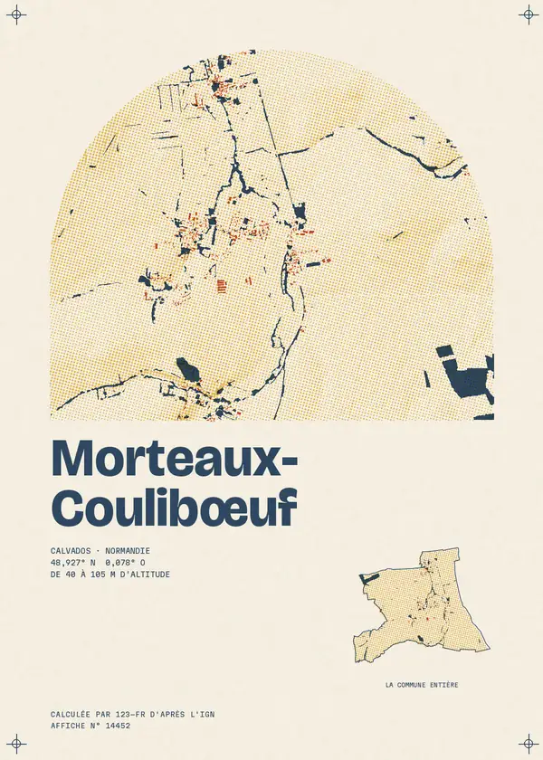 Affiche de Morteaux-Coulibœuf, calculée par 123-fr d'après l'IGN