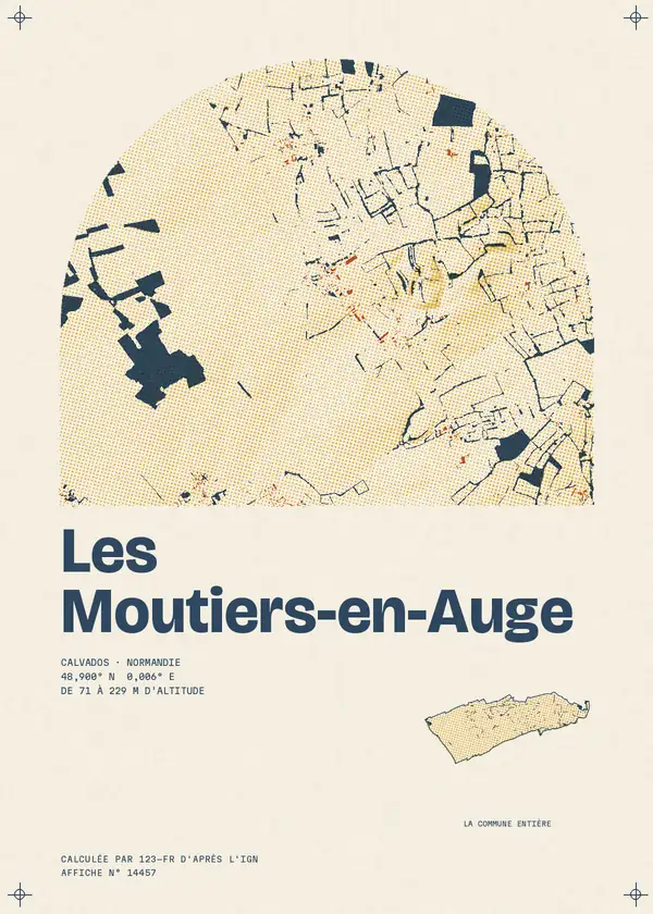 Affiche de Les Moutiers-en-Auge, calculée par 123-fr d'après l'IGN