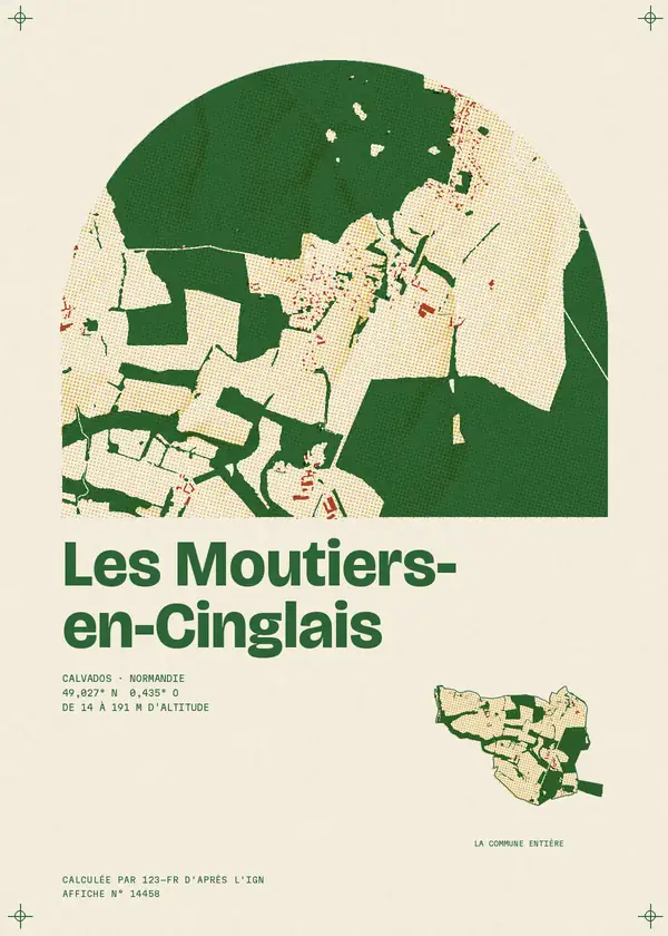 Affiche de Les Moutiers-en-Cinglais, calculée par 123-fr d'après l'IGN