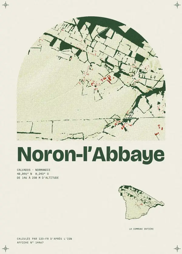 Affiche de Noron-l'Abbaye, calculée par 123-fr d'après l'IGN