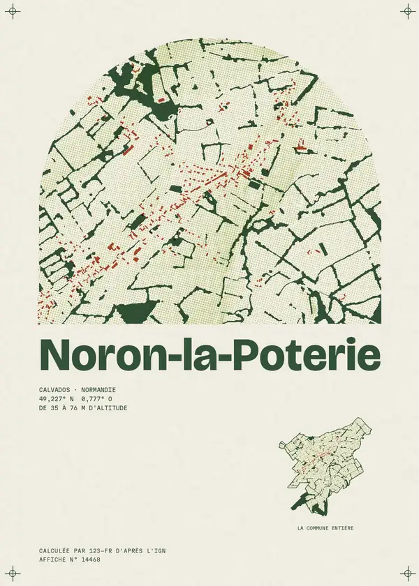 Affiche de Noron-la-Poterie, calculée par 123-fr d'après l'IGN