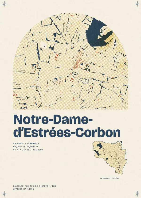 Affiche de Notre-Dame-d'Estrées-Corbon, calculée par 123-fr d'après l'IGN