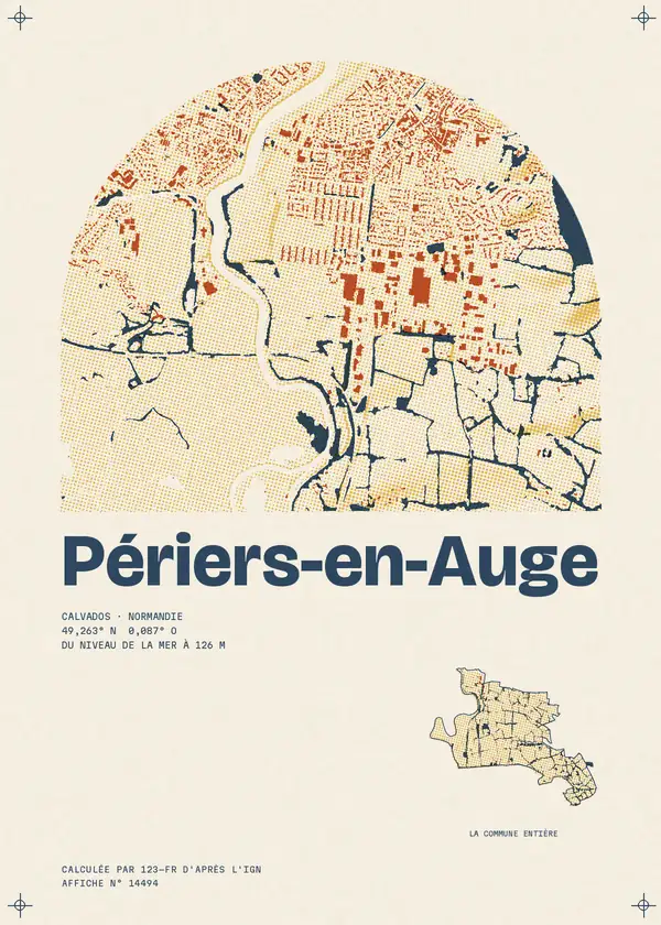 Affiche de Périers-en-Auge, calculée par 123-fr d'après l'IGN