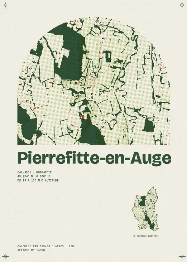 Affiche de Pierrefitte-en-Auge, calculée par 123-fr d'après l'IGN
