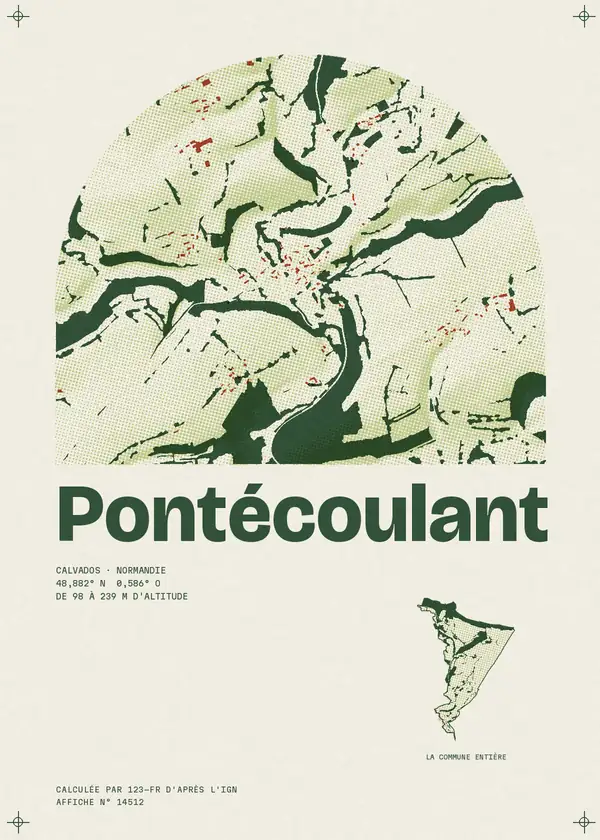 Affiche de Pontécoulant, calculée par 123-fr d'après l'IGN