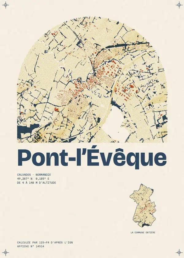 Affiche de Pont-l'Évêque, calculée par 123-fr d'après l'IGN