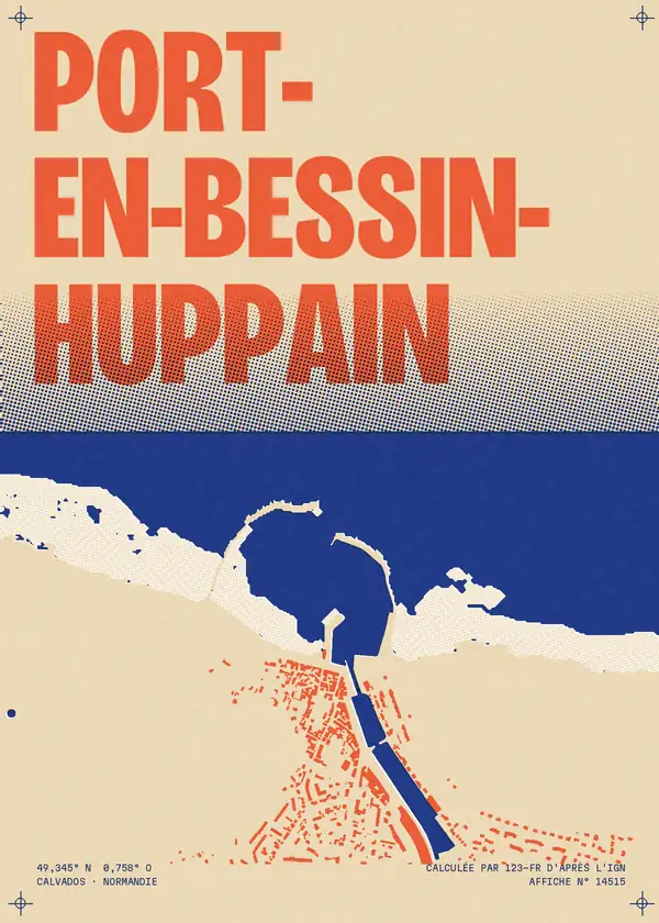 Affiche de Port-en-Bessin-Huppain, calculée par 123-fr d'après l'IGN