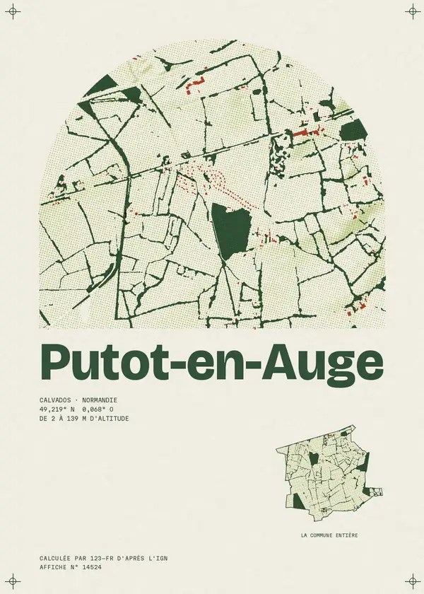 Affiche de Putot-en-Auge, calculée par 123-fr d'après l'IGN