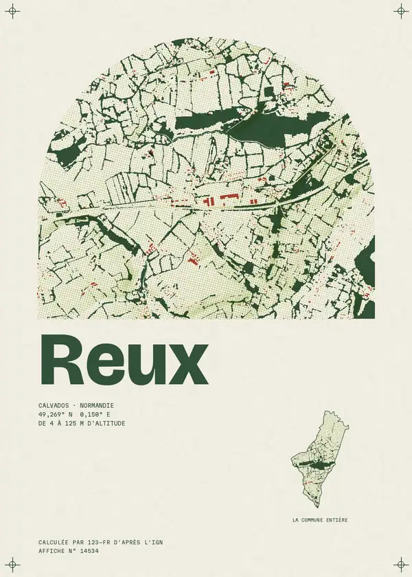 Affiche de Reux, calculée par 123-fr d'après l'IGN