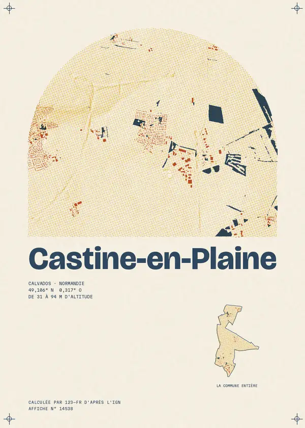Affiche de Castine-en-Plaine, calculée par 123-fr d'après l'IGN