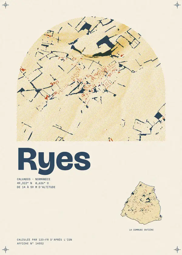 Affiche de Ryes, calculée par 123-fr d'après l'IGN