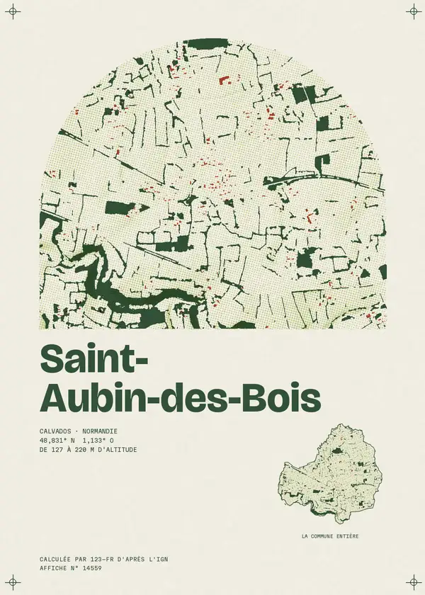 Affiche de Saint-Aubin-des-Bois, calculée par 123-fr d'après l'IGN