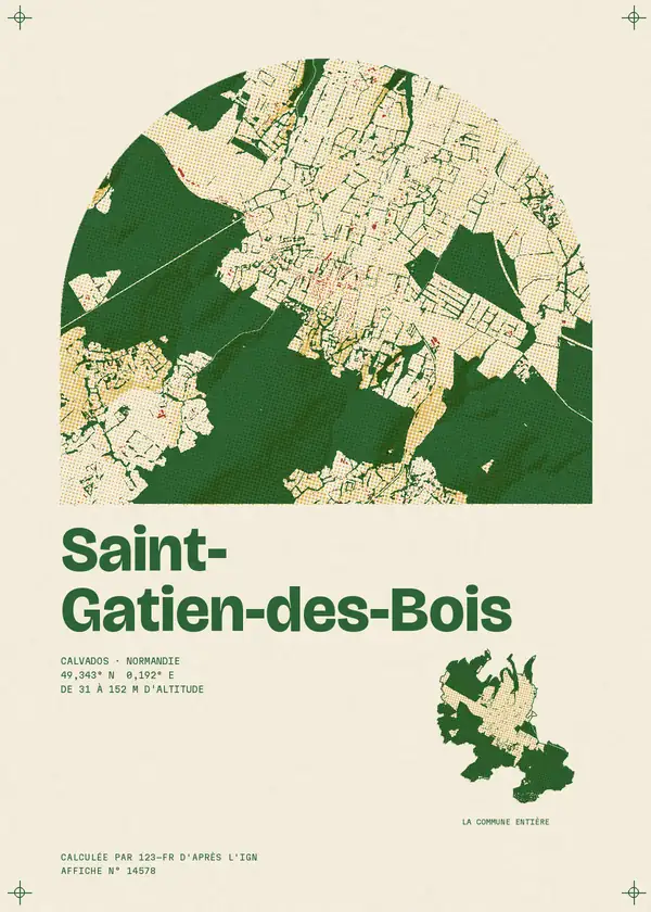Affiche de Saint-Gatien-des-Bois, calculée par 123-fr d'après l'IGN
