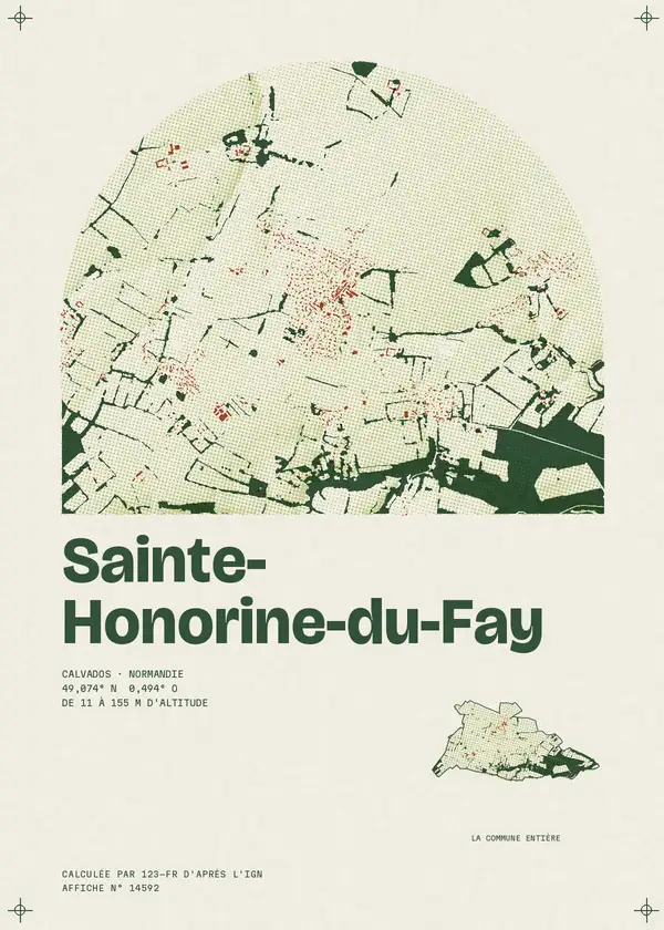 Affiche de Sainte-Honorine-du-Fay, calculée par 123-fr d'après l'IGN