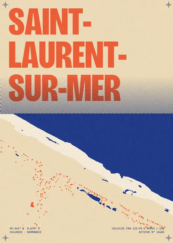Affiche de Saint-Laurent-sur-Mer, calculée par 123-fr d'après l'IGN
