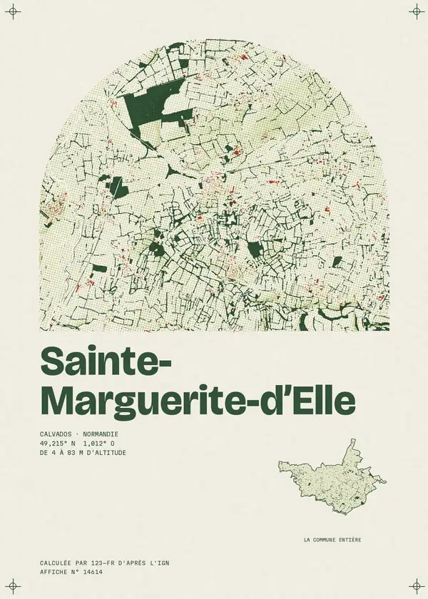 Affiche de Sainte-Marguerite-d'Elle, calculée d'après l'IGN