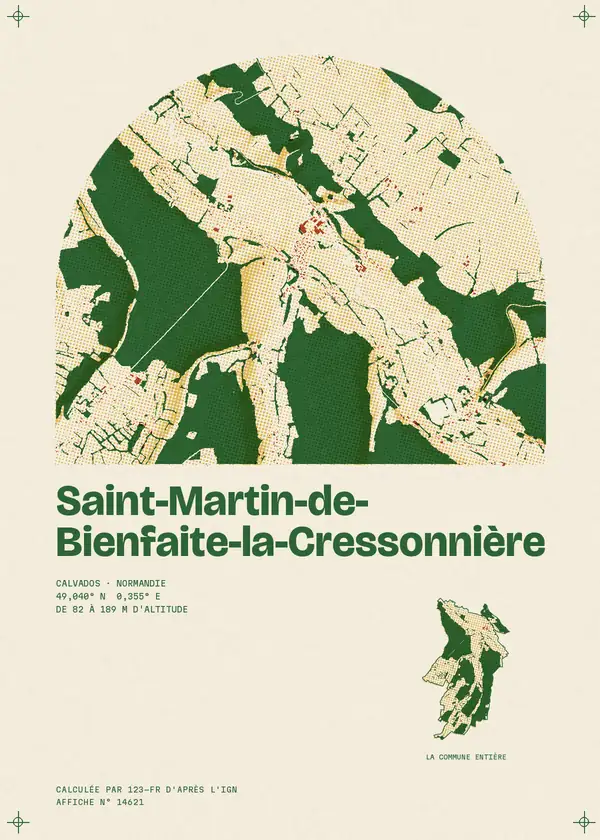 Affiche de Saint-Martin-de-Bienfaite-la-Cressonnière, calculée par 123-fr d'après l'IGN