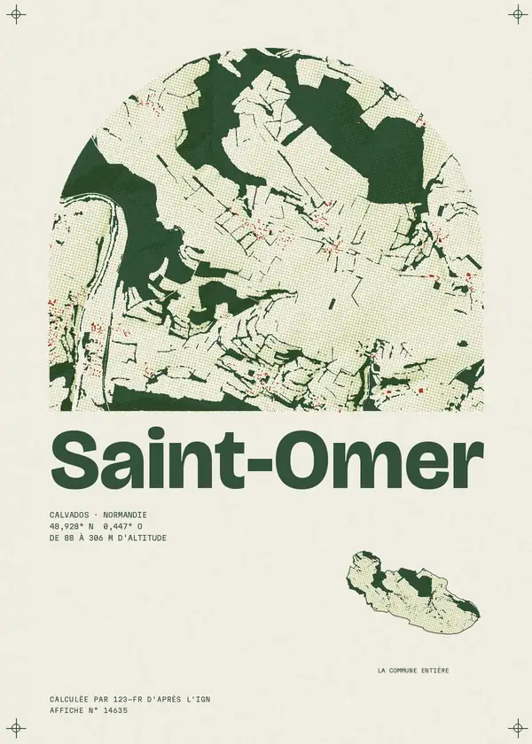 Affiche de Saint-Omer, calculée par 123-fr d'après l'IGN