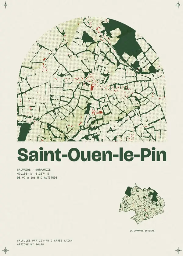 Affiche de Saint-Ouen-le-Pin, calculée par 123-fr d'après l'IGN