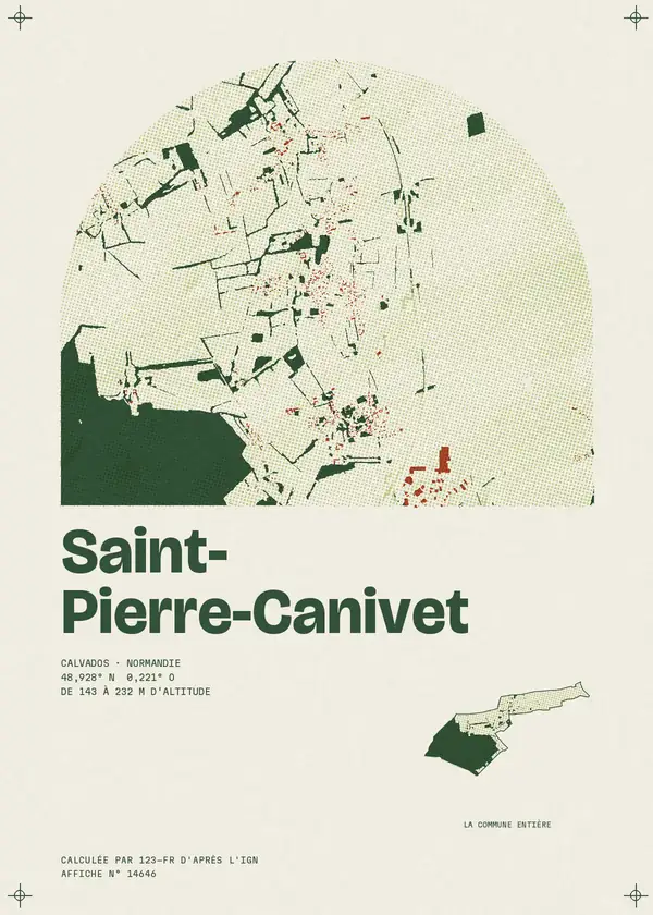 Affiche de Saint-Pierre-Canivet, calculée par 123-fr d'après l'IGN