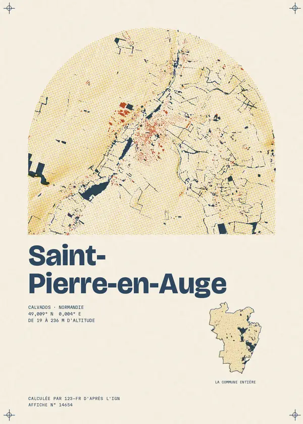 Affiche de Saint-Pierre-en-Auge, calculée par 123-fr d'après l'IGN