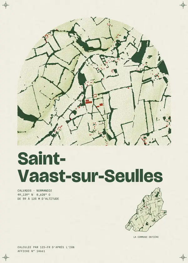 Affiche de Saint-Vaast-sur-Seulles, calculée par 123-fr d'après l'IGN