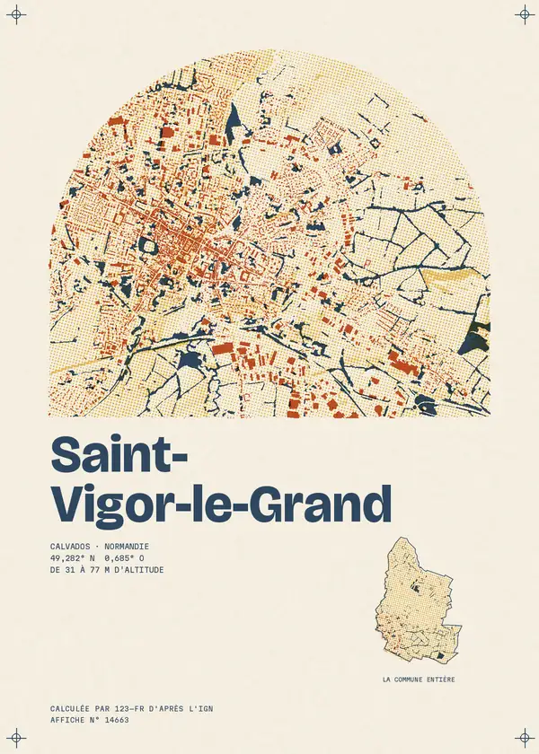 Affiche de Saint-Vigor-le-Grand, calculée par 123-fr d'après l'IGN