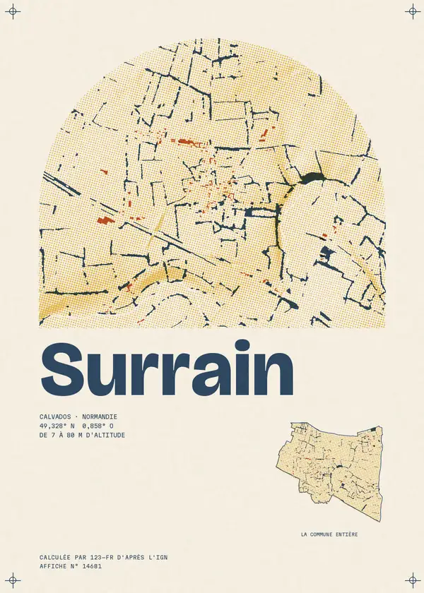Affiche de Surrain, calculée par 123-fr d'après l'IGN