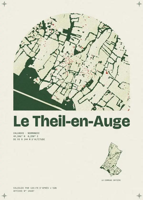 Affiche de Le Theil-en-Auge, calculée par 123-fr d'après l'IGN