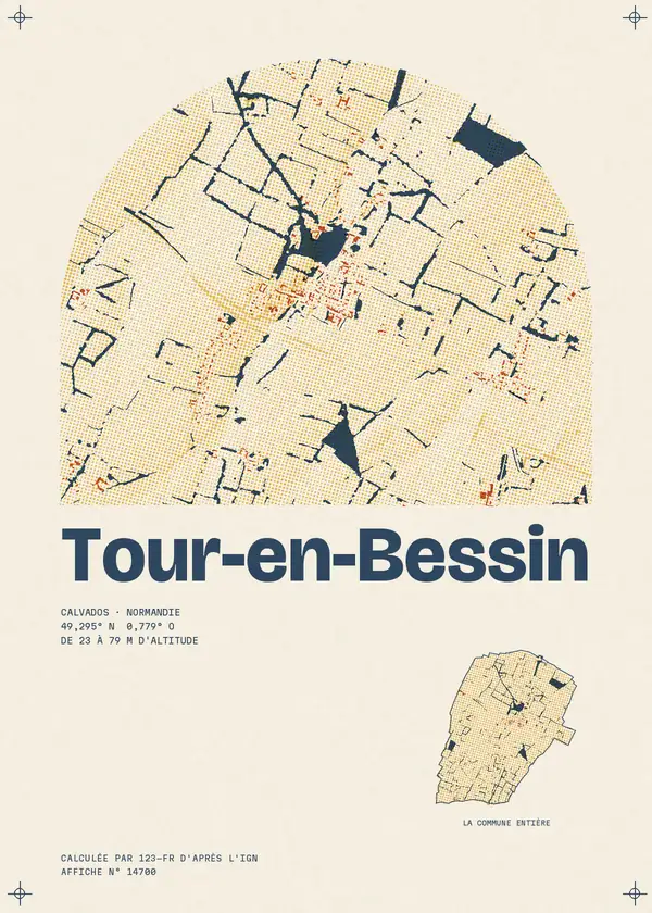 Affiche de Tour-en-Bessin, calculée par 123-fr d'après l'IGN