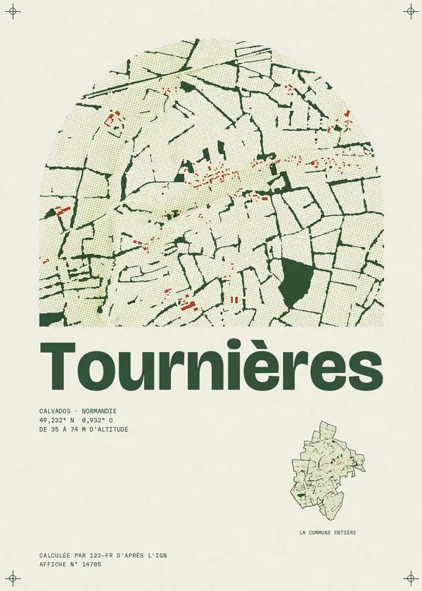 Affiche de Tournières, calculée par 123-fr d'après l'IGN