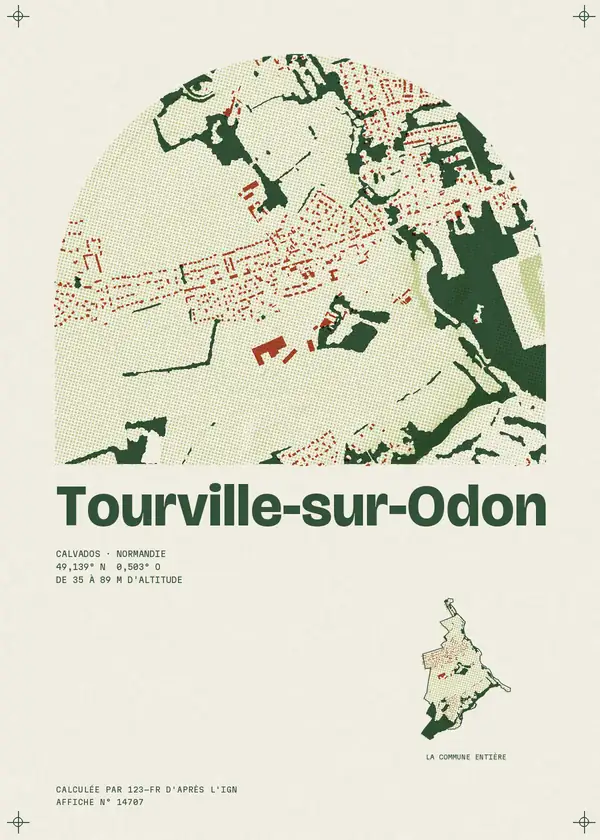 Affiche de Tourville-sur-Odon, calculée par 123-fr d'après l'IGN