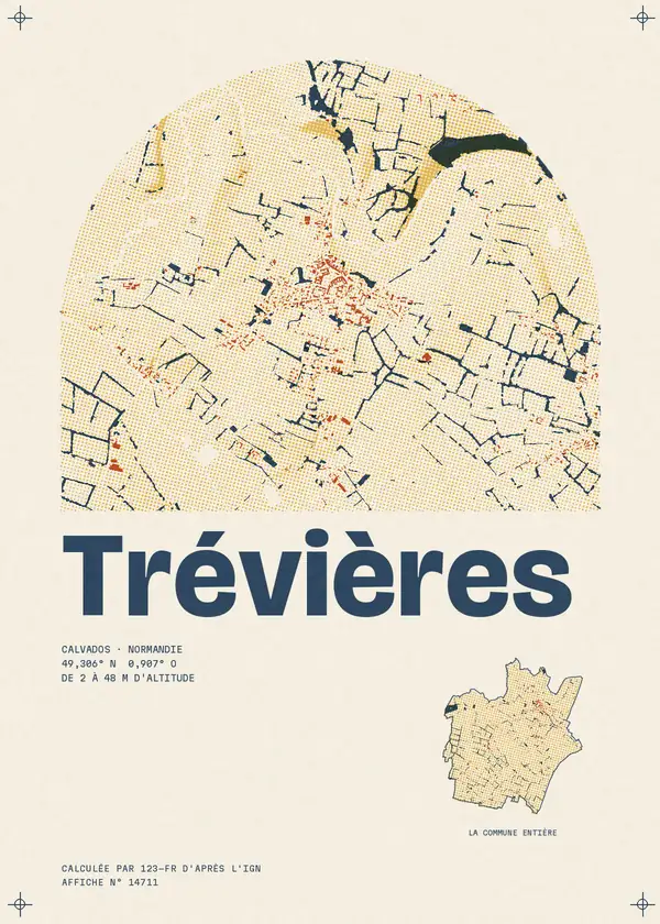 Affiche de Trévières, calculée par 123-fr d'après l'IGN