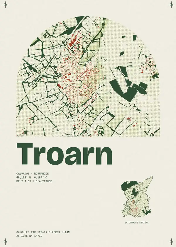Affiche de Troarn, calculée par 123-fr d'après l'IGN