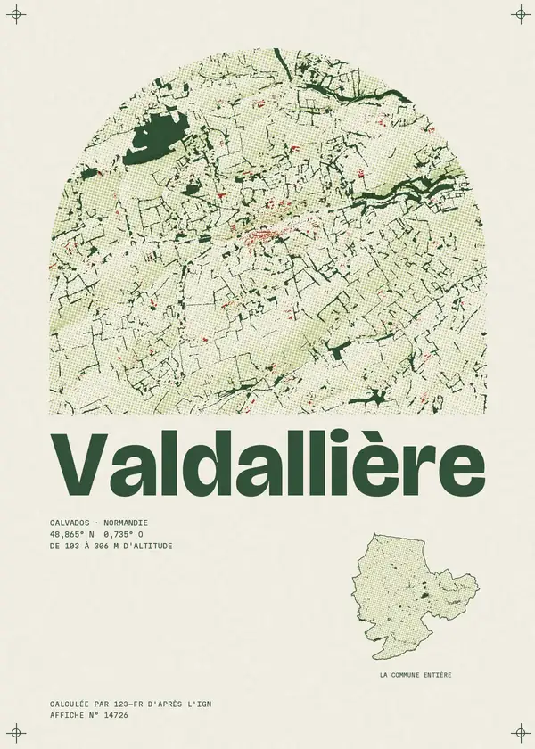 Affiche de Valdallière, calculée par 123-fr d'après l'IGN