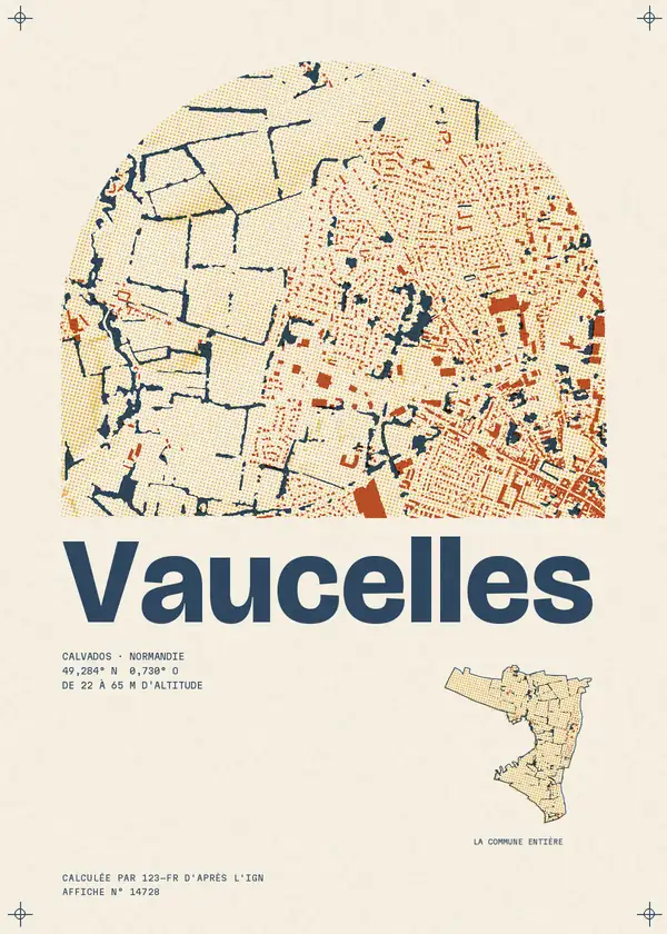 Affiche de Vaucelles, calculée par 123-fr d'après l'IGN