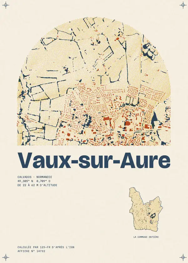 Affiche de Vaux-sur-Aure, calculée par 123-fr d'après l'IGN