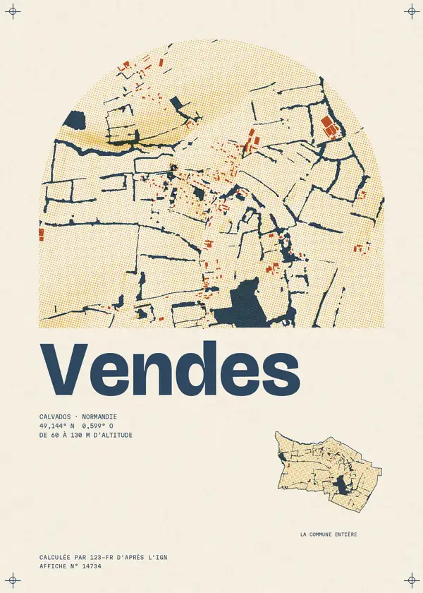 Affiche de Vendes, calculée par 123-fr d'après l'IGN