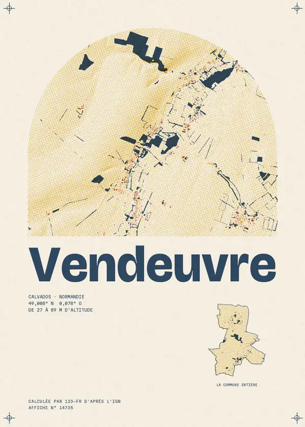 Affiche de Vendeuvre, calculée par 123-fr d'après l'IGN
