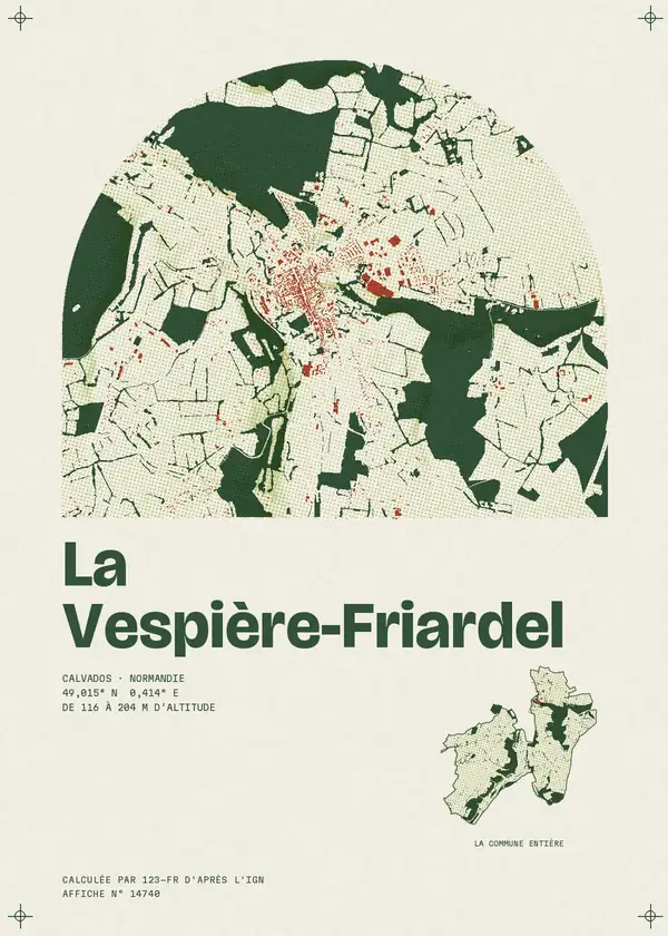 Affiche de La Vespière-Friardel, calculée par 123-fr d'après l'IGN