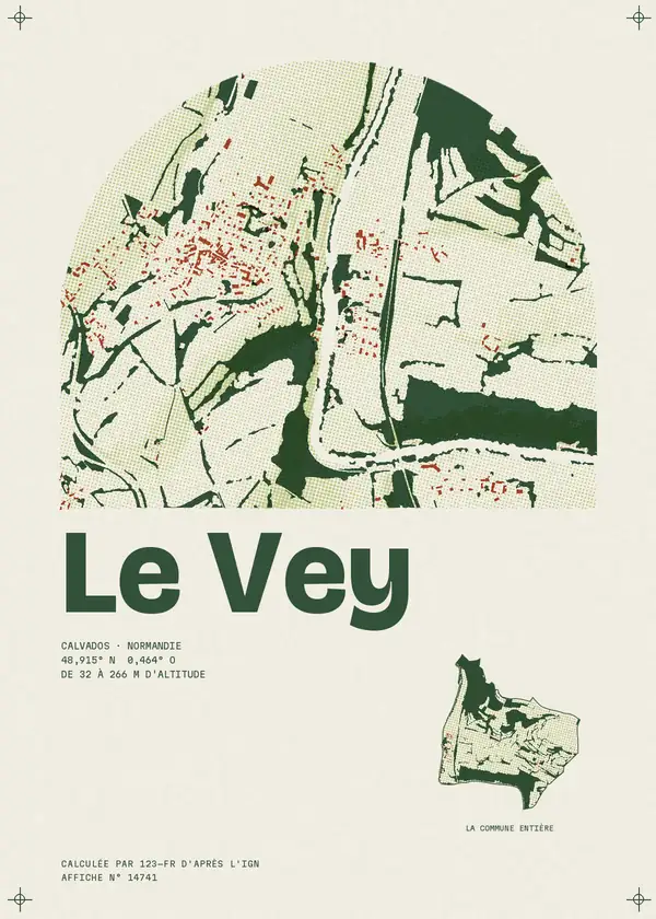 Affiche de Le Vey, calculée par 123-fr d'après l'IGN