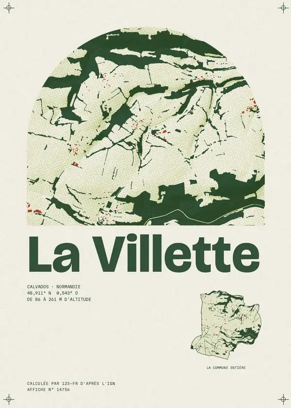 Affiche de La Villette, calculée par 123-fr d'après l'IGN